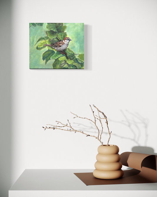 NZ’s Sweet House Sparrow, 10" x 12"