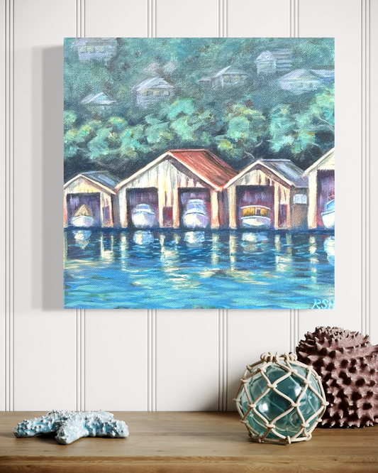 Whangarei Boat Sheds III: 12" x 12"