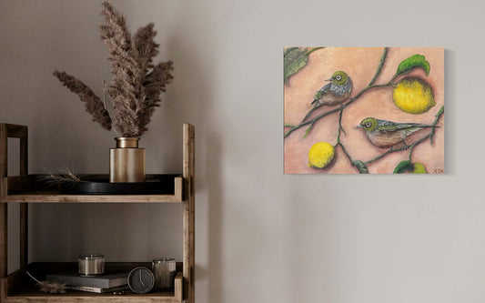 Waxeyes in the Lemon Tree I, 16" x 20"