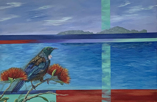 Ever Watchful Tui, Poor Knights 36" x 24"