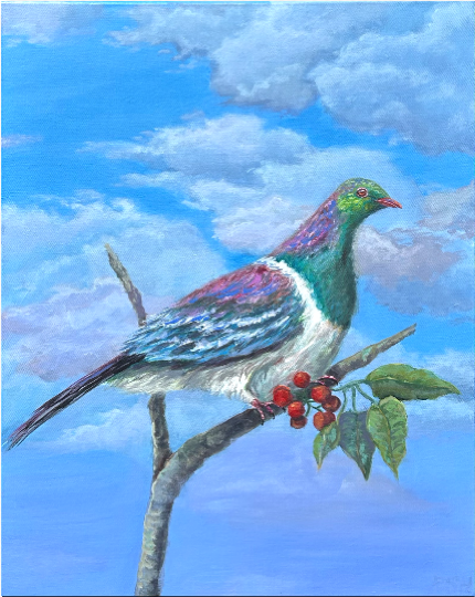 Kereru (Wood pigeon) in the Puriri 16" x 20"