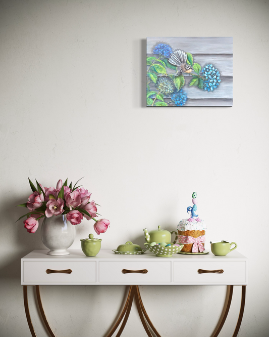 Welcome Home Series: Piwakawaka (fantail) 16" x 20"