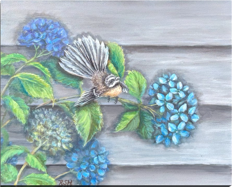 Welcome Home Series: Piwakawaka (fantail) 16" x 20"