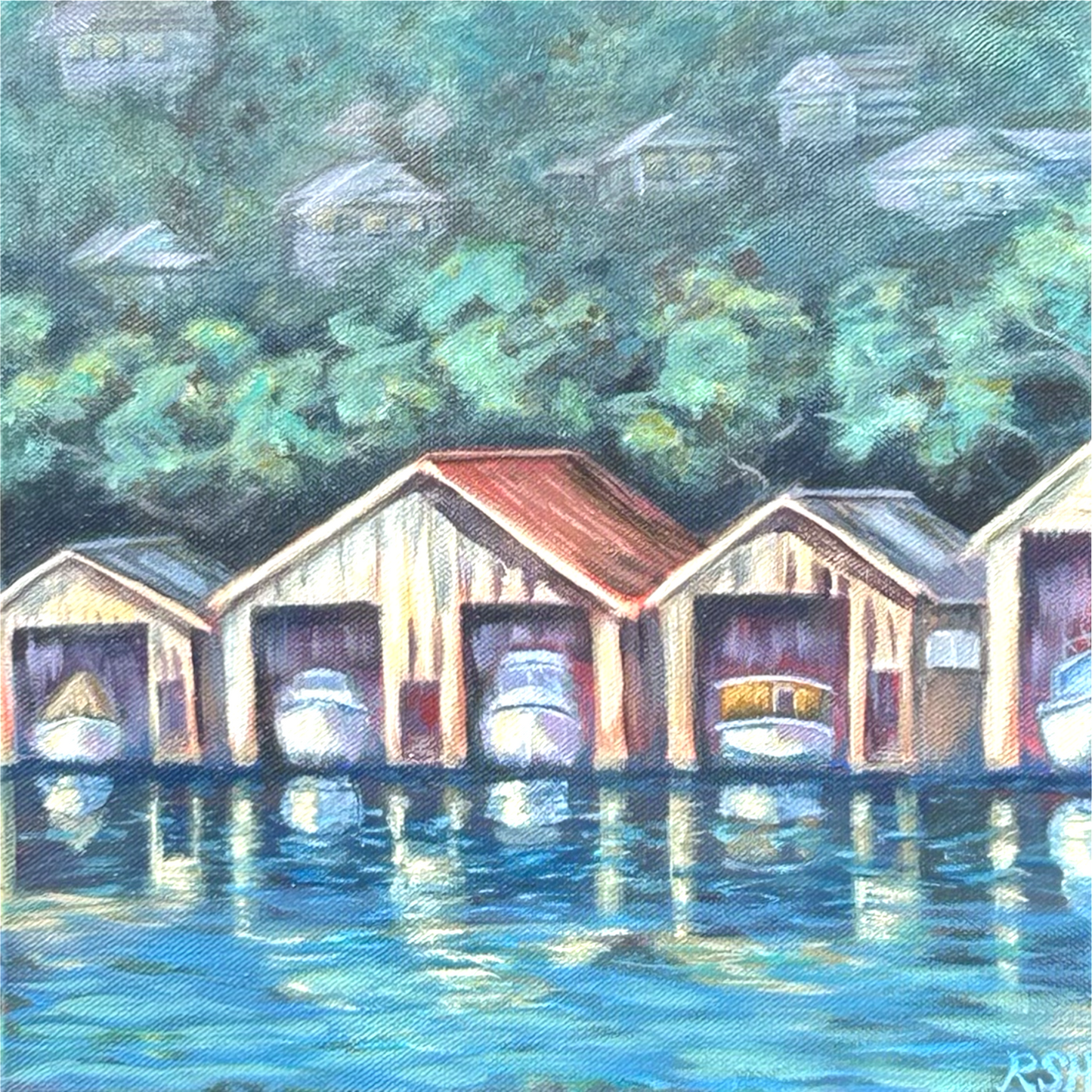 Whangarei Boat Sheds III:  12" x 12"